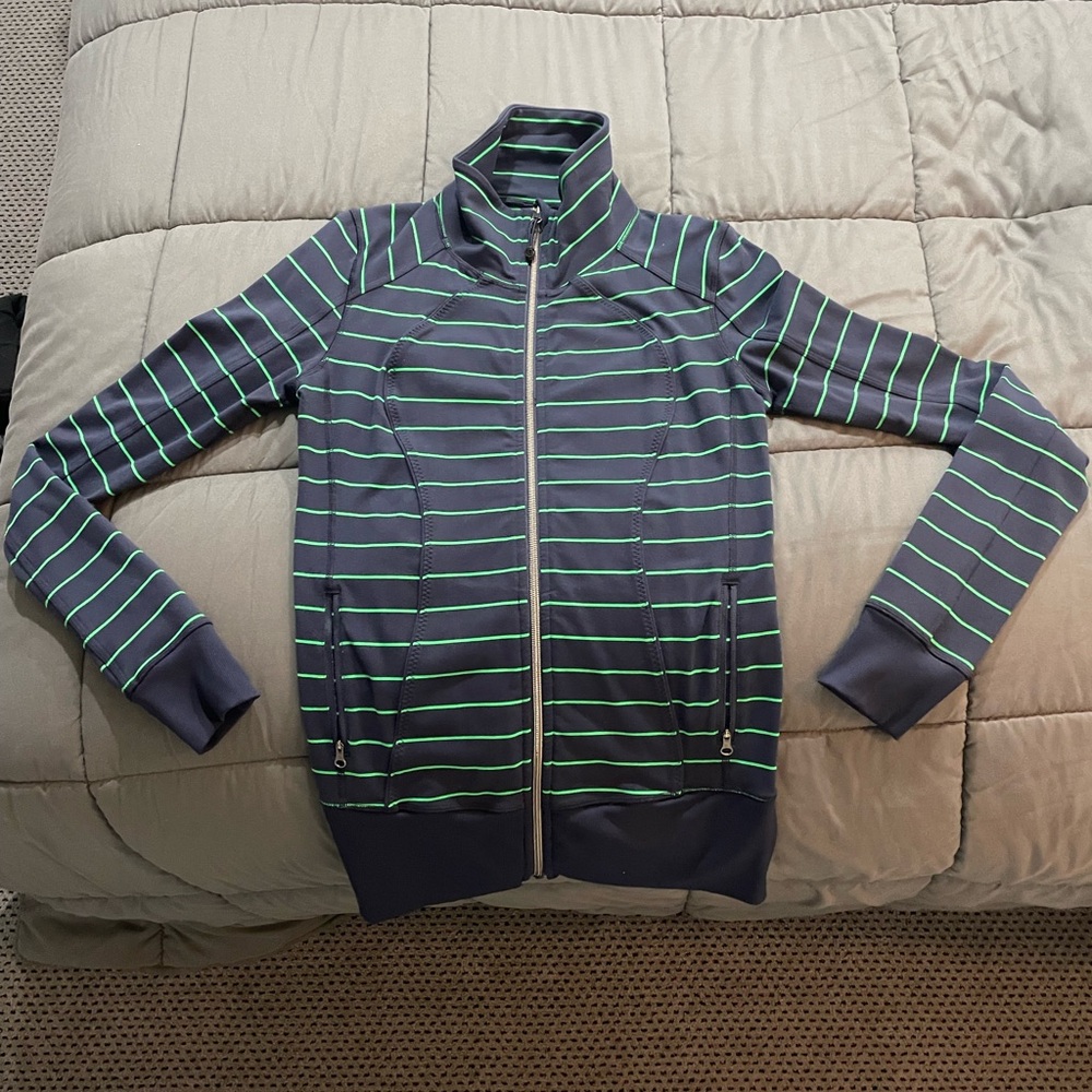 Lululemon Define Jacket – Navy with Green Stripes Zip Up Jacket